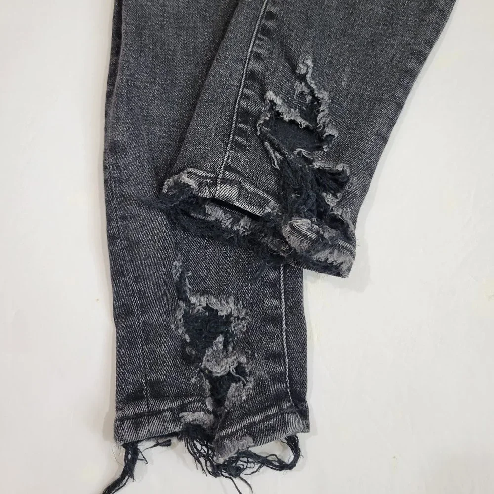 AgoldE Sophie High Rise Skinny Crop Destroyed Hem in Temple Gray Black - Picture 8 of 12